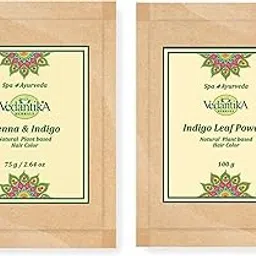 Vedantika Herbals Henna & Indigo Natural Hair Color | 1 X 75 gm | + Indigo Leaf Powder Natural Hair Color | 1 X 100 gm | No Ammonia | Chemicals Free | Pack of 2-picture-44