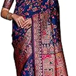 saretra mall Women's Kashmiri Silk Saree with Minakari Jacquard Design and Unstitched Blouse Piece-picture-20