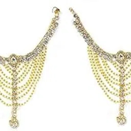 kyna Ring Payal Golden Anklet With Toe Ring Pearl Anklets Perfect Gifting Item For Girls And Women Pack Of 1-picture-12