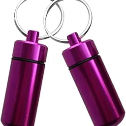 FABLOFT 2pcs High Quality Aluminium Waterproof Key Ring Container Pill Storage Box Case Purple-image-15