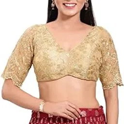 vamas Women's Polyester Padded Self Design Half Sleeve Readymade Saree Blouse (VFJ-207)-picture-19