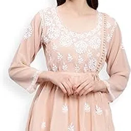 seva chikan Hand Embroidered Georgette Lucknowi Chikankari Top with Slip SCL9083-picture-29