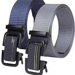 just-style Men’s Formal/Causal Automatic Push Lock Nylon Woven Belt Combo Set for Men QK21-picture-16