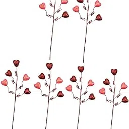 BNF®6X Valentine's Day Heart Picks Crafts Decoration for Indoor Anniversary Desk Pink Heart|Home & Garden |Home Décor|Floral Décor-picture-47