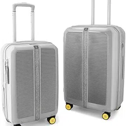eume Trousseau Cabin 57cms and Check-in Medium 66.5 cms Luggage Trolley Bag for Travelling| 8 Silentrun 360 Degree Spinner Wheels System| Premium Trolley Bags for Travel (Chrome Silver)-picture-19