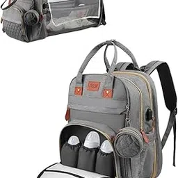 Diaper Bag Backpack With Changing Station | Mamma's Bag Waterproof Folding Crib & Baby Bed | Portable Nappy Bag For Maternity, Extendable Diaper Changing Pod & Mosquito Net-picture-26