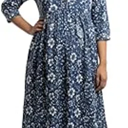 Vimanya Maternity Gown for Women | Comfortable Printed Cotton Feeding Kurti with 2 Side Zipper and Side Dori | Pre & Post Pregnancy | 3/4 Sleeve, Round Neck-picture-28