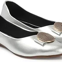 retro walk Women’s Patent Leather Buckle Belly Flats for Casual & Office Wear | Comfortable Slip-On Shoes for Women's with Anti-Skid TPR Sole | Stylish Ballerina Footwear for Women's & Girls-picture-19