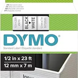 Dymo Compatible Labeling Tape, �" x 23', (12MM X 7MTR) Black Print on White Tape (45013) D1 Label Cassette, Split Back Easy Peel Adhesive-picture-31