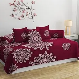 Garg Trading Company 210 Tc Glace Cotton Premium Soft Cloth Quality Designer Printed 8 Pieces Standard Diwan Set (1 Single Bedsheet, 2 Bolster Covers, 5 Cushion Covers)-picture-33