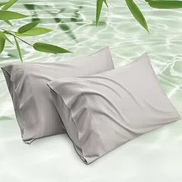 Mush Bamboo Pillow Cover Set of 2 | 400 TC | 100% Bamboo Pillow Cover for Hair & Skin | Breathable, Silky Soft & Envelope Pillowcases for Hot Sleepers & Night Sweats | 17"x27" (Silver Mist, King) image 1