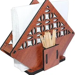 IGNITE CRAFTS 2-in-1 Wooden Napkin Holder with Toothpick Stand | Modern Tissue Paper Holder for Kitchen, Dining & Restaurant | Decorative Wooden Tissue Holder Box for Dining Table | Brown-picture-24