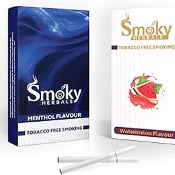 Smoky Herbals Pack of 2 Flavours 100% Tobacco & Nicotine Free Cigarette (WATERMELON - MENTHOL) - 10Sticks x 2-picture-28