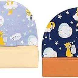 adhigams New Born Baby Stylish Cotton Caps/Topi/Hats | Cotton Baby Cap for Baby boy and Girl (Pack of 2)-picture-16