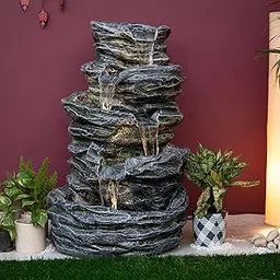 expleasia, exuberant & luxury decor EXPLEASIA 5 Tier Rock Fountain, Water Fountain for Garden, Water Fountain for Living Room, Water Fountain for Home vastu, Fountain, Fountain for Home décor Waterfall (Rustic Grey)-picture-34