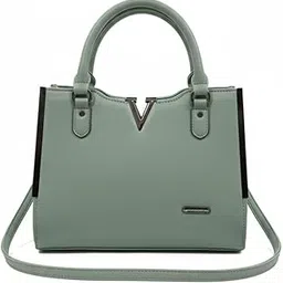 Women's Structured Handbag with Top Handle, Sage Green, Faux Leather Satchel with Detachable Shoulder Strap-picture-13