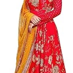 Beautiful Anarkali Heavy Chinon Long Gown Suit with Floral Embroidered, Multi Color Salwar Suit Pant Dupatta, Traditional Women Ethnic Wear-picture-34