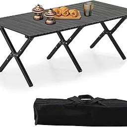 BOOSDEN Aluminum Folding Camping Table, Portable Foldable Picnic Table, Outdoor Lightweight Roll-up Camping Table, Collapsible Camp Table for Beach,Party, Patio, BBQ, Travel, Backyard-picture-20