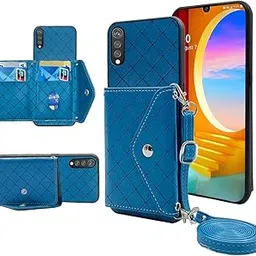 Compatible with LG Velvet 5G/LGVelvet Verizon G5 UW T-mobile 2020 Wallet Cover with Crossbody Shoulder Strap Stand Leather Credit Card Holder Lanyard Slot Phone Cover for LM G900UM 4G Tmobile Blue-image-9