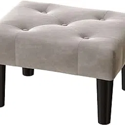 viewcare Small Footstool Ottoman, Velvet Soft Foot Stool Ottoman With Wood Legs, Sofa Footrest Extra Seating For Living Room Entryway Office, Red-picture-16