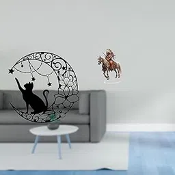 TRENDIVIBE Moonlit Cat Knight Wall Sculpture Art Black Table Centerpiece Metal Acrylic Home Decor Waterproof Gift for Lovers and Knight Enthusiasts-picture-24