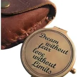 Antique Nautical Vintage Directional Magnetic Compass with Famous Love Quotes Dream Without Fear Love Without Limits Engraved Baptism Gifts with Stamped Leather Case for Loved Ones-picture-47
