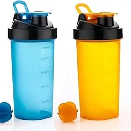 Protein Shaker Bottles with Mixing Ball, 600ml, Set of 2, Blue and Orange-image-66