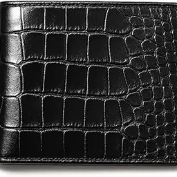 Men's Leather Wallet - Right Hide Full Grain Croc Pattern Bifold Wallet with RFID Blocking & Card Slots for Men (Black)-picture-20