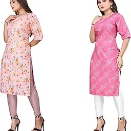 Women's Crepe Printed Straight Kurti Combo_2-HEMALI Peach-PANDADI Pink (F12) 5XL-picture-33