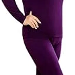 cozylkx Women Winter Warm Thermal Underwear Set Plus Size Velvet Layered Long Johns Set, Purple-3XL-picture-49