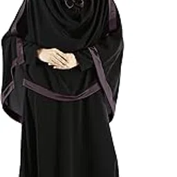 mehar Hijab's Modest Women's Stylish Soft Rich Polyester Crepe Long Hijab GHANIA KHIMAR Black- Wildberry Free Size-picture-16