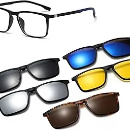 fuprecious Magnetic Clip on Sunglasses for Men & Women TR90 Polarized UV Protection Retro Rectangular Optical Eyeglasses Frame With Spring Hinge-picture-30