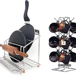 THIS is a combo prodcut tawa chakla stand or 12 cup holder stand COMBO Chakla Belan and Tawa Stand for Kitchen - 100% Rust-Free Stainless Steel(combo)-picture-47