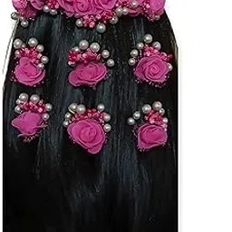 peaches & pink Flower Hair Brooch with Juda Pins/Hair Accessory Set for Girls/Women for Wedding/Party-picture-17