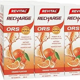 Revital Recharge ORS Ready to Drink Oral Rehydration Contains 4 Vital Electrolytes | Restores Body Fluids & Electrolytes | WHO Formula (Orange, Pack of 15)-picture-29