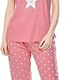 zeyo Women's Cotton Polka Dot Printed Night Suit set of Top & Pajama Set 5292-picture-13