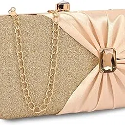 adisa Studded formal party clutch with gold chain for women and girls-picture-41