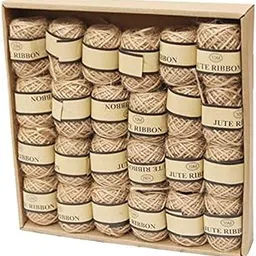 SATYAM KRAFT 24 Pcs Natural Twine Jute Ribbon for Decoration and Craft, Gift Wrapping String Arts Crafts-image-85