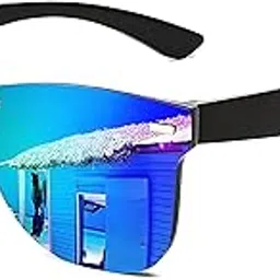 rewill trendy stylish Rimless Sunglasses UV Protection Mirrored Sun Glasses with Reflective One-Piece Lens-picture-12