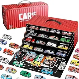 RAMNATH 48-Piece Pull Back Car Set, Racing & Toy Vehicles for Kids 3+, Bulk Mini Cars, Learning & Educational Stuffers Mini Cars Toy Trucks, Birthday Gift for Boys & Girls.(Car Container)-picture-19