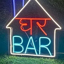DON'T JUDGE ME FRIENDSKART GHAR BAR Neon Signs | Bar Decor | Mini Bar, Home| Restaurants| House Party | Colour- Ice Blue, Red & White Size (15 x 15 inches)?-image-3