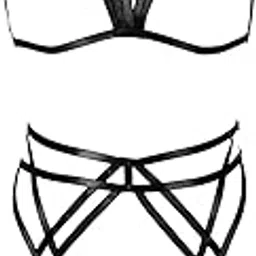 Fashion Full Body Harness Set Garter Set Lingerie for Women Halloween Rave Dance Punk Gothic Belt (Black A), Black A, One Size-image-10
