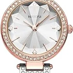 nibosi Women Stainless Steel Watches Analog Rose Gold Band and Square Dial Women's Watch for Girls&Miss&Ladies Diamond Studded with Stylish Watches Waterproof-picture-43