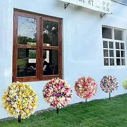 Artificial Flower Garden Stake Fairy Garden Accessories for Backyard Outdoor Purple Yellow-picture-44