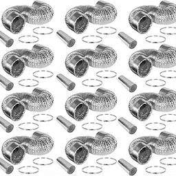 iPower 12-Pack 4 Inch 8 Feet Non-Insulated Flex Air Aluminum Ducting Dryer Vent Hose for HVAC Ventilation, 4 Clamps included, white-image-79