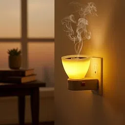 Spoken Multipurpose Electric Aroma Diffuser, Kapoor dani, Night Lamp, Premium Home Decor Lamp, Soothing Fragrance Ambience by Using Kapoor, Laung, Essential Oil, for Home,Office (NK-702 Yellow)-image-14