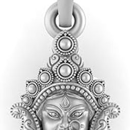 akshat sapphire Sterling Silver (92.5% purity) Goddess Durga Maa Pendant for Men & Women Pure Silver Durga Maa Locket for Good Health & Wealth (NA)-picture-1