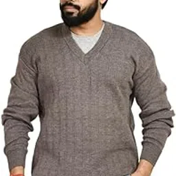 MANRA Mens V- Neck Full Sleeve Woolen Winter Self Design Pullover Sweater (Men OSWAL SELF Check Sweater)-picture-13