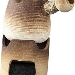 UJEAVETTE Ceramic Teapot and Tea Warmer Stand Tea Maker for Household Tea House Hiking 1000ml Brown-image-62