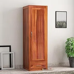 KARINA FURNITURE Wooden Wardrobe for Clothes | Sheesham Wood 1-Door Wardrobe with 4 Shelves Storage | Solid Wood Large Cupboard Almirah: Storage Cabinet for Your Living Room/Bedroom (Design 15)-picture-39